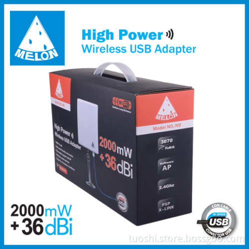 High power 2000mW Outdoor wifi usb adapter Melon N9 support soft AP hotspot share